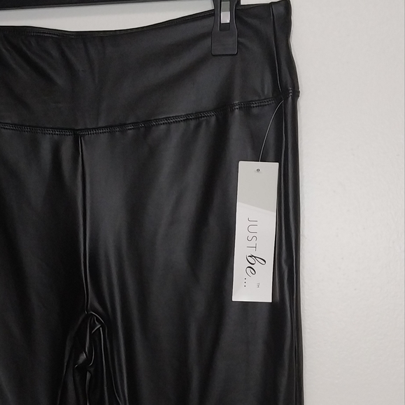 NWT JUST BE faux leather black leggings size large - Picture 4 of 6